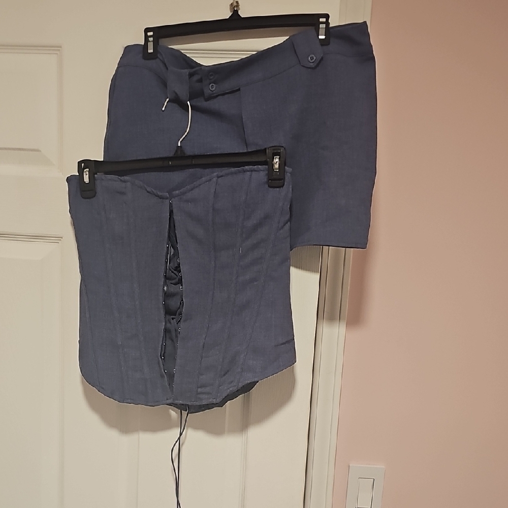 PrettyLittleThing Gray Mini Pencil Skirt Set